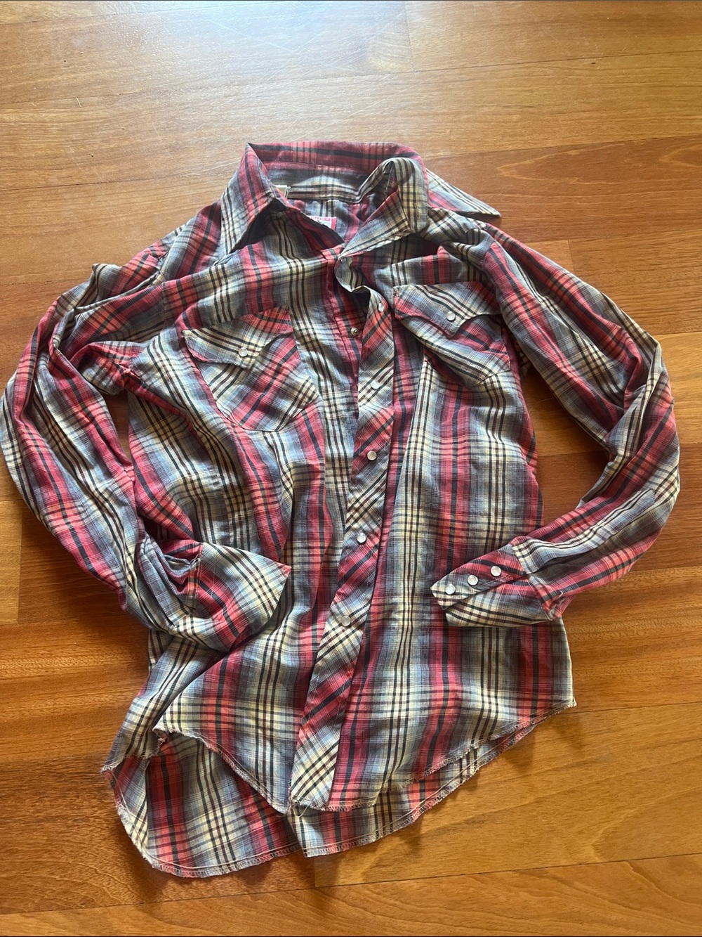 Women's Red Plaid Button-Down Shirt